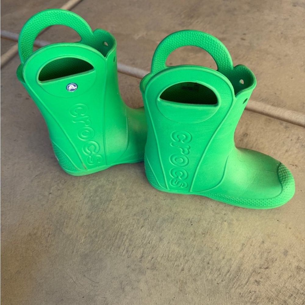 CROCS Kids Bright Green Rain Boots